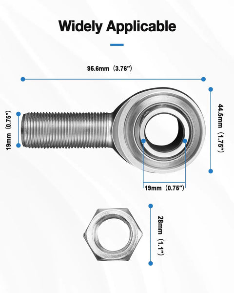 Three Quarter Steering Shaft Support Rod End Kit For Universal Vehicles Built Tough In Heavy Duty Heat Treated Steel With Chrome Plating Boosts Steering Stability And Tight Control Reduces Play In High Load And Modded Setups, 3/4-16 RH thread rod end