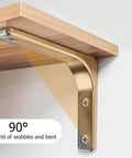 Stainless Steel L Brackets For Wall Shelves Heavy Duty Floating Shelf Supports attached to a wooden shelf for secure installation.
