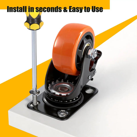 Beefy 3 Inch Heavy Duty Caster Wheels Set Of 4 With 1500 Lb Capacity, Low Noise Swivel Casters for Furniture and Carts shown in use