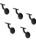 Heavy Duty Zinc Alloy Stair Brackets Matte Black Handrail Support 5 Pack, showing five sleek brackets for sturdy installation.
