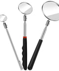 Telescoping Inspection Mirror Set, 3 Piece Rotating Round Head Tool for grab and go vehicle checks, shown upright