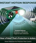Two Pack Upgraded Sonic Ultrasonic Animal Deterrent With Solar Power Motion Sensor 110 Degree PIR And LED Strobe Light For Yard And Garden, green plastic device with deer detection
