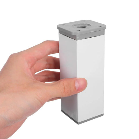 Hand holding Adjustable Cabinet Legs 4 Pack Aluminum Alloy Height Adjustable Feet for Cabinets Cupboards and Bathroom Units