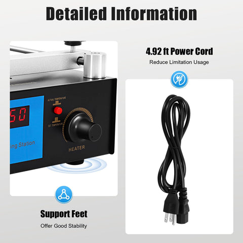High Efficiency Preheating Rework Station 450W SMD BGA Hot Plate With Infrared Ceramic Heating power cord and control panel