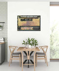 Kitchen with Periodic Table Of Beer Styles Poster Laminated 36.5 By 24.5 Inches displayed on wall above dining table.