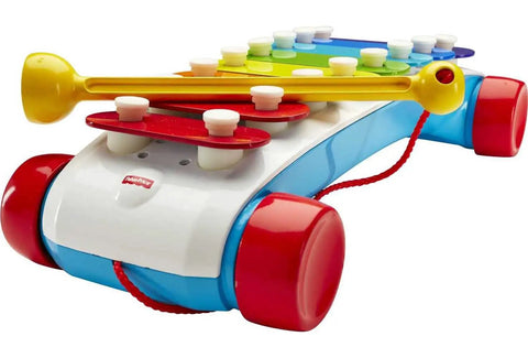 Super Fun Musical Xylophone Pull Toy for Toddlers and Kiddos with 8 colorful keys, mallet, and easy roll wheels.
