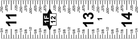 Close-up of A3 blade from 3/4 In By 12 Ft Quikread Power Return Tape Measure With Yellow Clad Case, showing decimal and fractional markings.