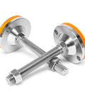 Hardcore Adjustable Furniture Leveler Legs With Thick Rubber Mounts For Workbench And Pool Table Zero Hassle Screw Install showing rubber mounts and steel bases.