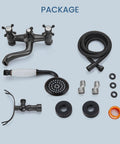 Package contents of Wall Mount Bathtub Faucet With Telephone Handheld Sprayer, Dual Hot And Cold Mixer, oil rubbed bronze.