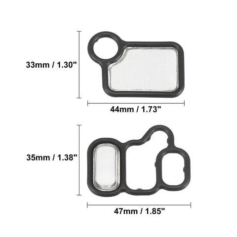 VTEC Solenoid Gasket And Spool Valve Filter Screen Kit Pack Of 2 For Honda CRV Accord Civic Element Fit And Acura RDX RSX TSX Black Durable OE Replacement