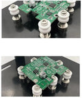 Adjustable Hot Air Gun Stand With Hands Free Holder For BGA Rework And PCB Desoldering Durable Aluminum Clamp Fits Up To 55mm Flexible Ceramic Magnetic Pillars And Articulating Joints For Easy Reliable Soldering holding PCB