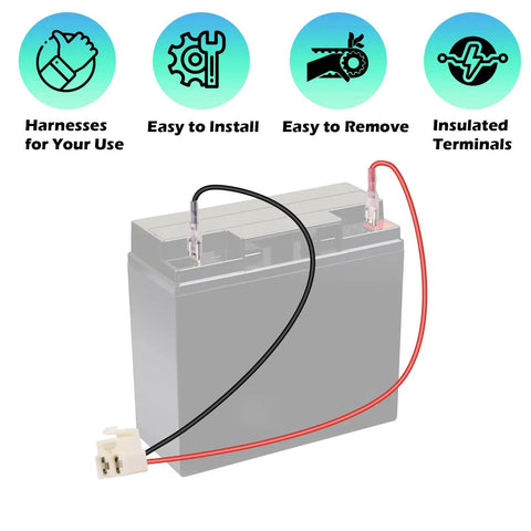 Scooter Battery Harness For Razor Scooters 14Awg 600V 3 Pin 2 Wire Water Resistant Replacement Power Cord Fits E100 E125 E150