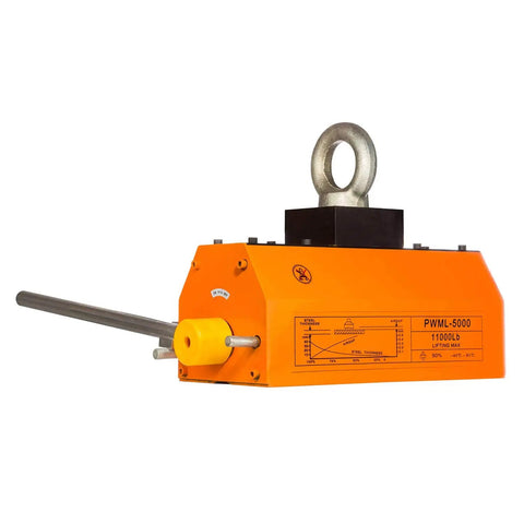 Heavy Duty Neodymium Magnetic Lifter For Round Steel Pipes And Flat Plates 10000 Lbs Crane Hoist V Groove Design, orange, industrial use.