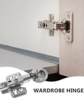 Stainless Steel Soft Closing Cabinet Hinges With Quiet Operation for Kitchen Cabinets and Frameless Doors installed on wooden door.