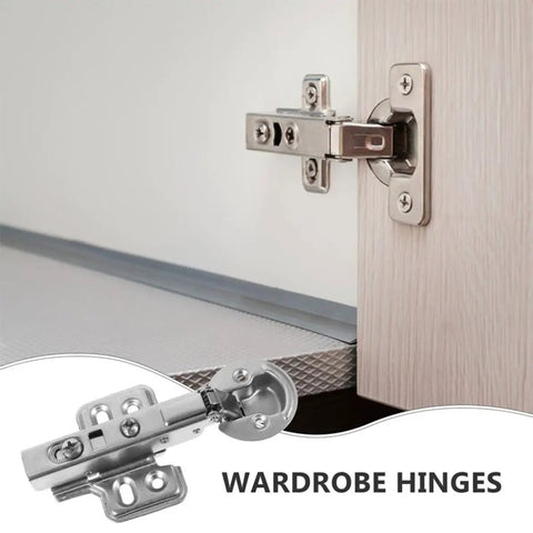 Stainless Steel Soft Closing Cabinet Hinges With Quiet Operation for Kitchen Cabinets and Frameless Doors installed on wooden door.