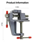 Built Tough Mini Table Vise Crafted From Premium Aluminum Alloy featuring wide flat jaws, compact size for easy workspace use.