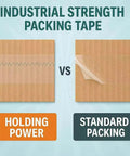 Comparison of industrial strength holding power vs standard packing tape on cardboard
