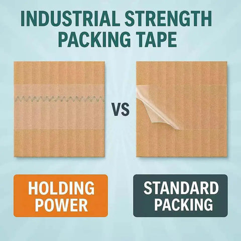 Comparison of industrial strength holding power vs standard packing tape on cardboard