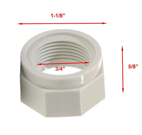 D15 Feed Hose Nut Replacement For Polaris Pool Cleaners 180 280 380 480 Fits Zodiac Polaris Models Pro 3900 Sport 6 Pack Heavy Duty Nut For Secure Hose Connection, white plastic, 1-1/8 inch