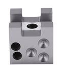 Watch Doming Block Tool For Horology Enthusiasts with iron doming shown with 12 graduated holes, pro grade heavy duty bench block top view.