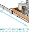 Smooth Riding One Tier Wood Pull Out Drawers For Base Cabinet Organization Kitchen Pantry Bathroom Storage With Slick Slide Runners Easy Install Pulling Tray No Sweat Upgrading System For Pots Pans And Groceries with 3-section ball bearing system.