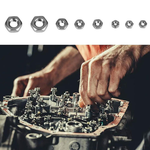 Hands using 140 Piece Hex Nut Set In 304 Stainless Steel With M1 M1.2 M1.4 M1.6 M2 M2.5 M3 Sizes for repairs
