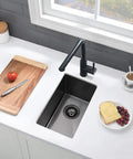14 Inch Black Bar Sink Undermount 14x18 Single Bowl In 16 Gauge T304 Stainless Steel With Matte Black Gunmetal Finish Nano PVD Coated
