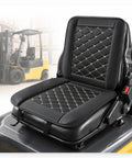 Heavy Duty Forklift Seat Cushion Features Breathable Mesh Core And Plush Padding Built Tough For Shop Floors Fits Cat Dp Gp Models 2008 To 2011 in black with diamond pattern.