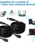2-Pack 6 Foot DC Extension Cord 2.1mm X 5.5mm Male To Female Power Cable for CCTV Security Cameras and LED devices