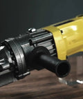 Portable Electric Hydraulic Rebar Cutter RC-16 With 5/8 Inch Capacity, showcasing steel cutting tool with yellow and silver design.