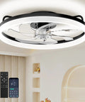 Sleek 20 Inch Flush Mount Ceiling Fan With Integrated Ambient Lighting And Smartphone App Controls, stylish with dimmable LED light and 7 blades.