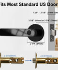 4 In 1 Smart Door Lock With Fingerprint, Bluetooth App Control, Keypad Code And Physical Key, black door handle with measurements