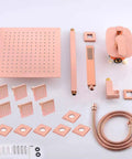 UMJIGF Shower System,Brushed Rose Gold bathroom parts including rain shower head and body sprays jets set.