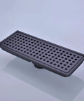 Linear Shower Floor Drain With Removable Cover Grid Grate 12 Inch Long Rectangle Stainless Steel Matte Black Finish