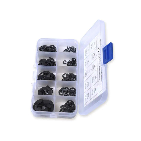 160 Piece E Clip Retaining Ring Snap Ring Kit With 2mm To 12mm Sizes in organizer case open view