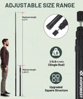 Heavy Duty Adjustable Tarp Poles, 9.2ft Aviation Aluminum Telescoping Tent Poles with size range diagram and details