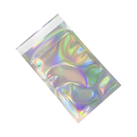 Holographic Metallic Poly Mailers Self Sealing Glitter Bags For Shipping And Packaging 4.5 By 6.5 Inch Outer Size With 1.57 Inch Seal