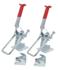 Premium Heavy Duty Toggle Latch Clamp With Adjustable Galvanized Iron Quick Release Lock For Tool Boxes And Jigs Featuring Insane 2183lbs Holding Capacity To Keep Your Drawers Secure And Freezer Doors Locked Tight No Wiggle Room - side view of two clamps with red handles.