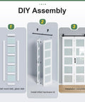 DIY assembly steps for Heavy Duty Bifold Barn Door 48X84 Double Frame With Frosted Glass And Full Track Kit.