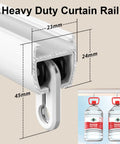 Heavy Duty Ceiling Curtain Rails With Double Track System Silent Sliding And Modern Gray Finish 11.2ft Length 3.4m Ceiling Mount Curtain Rod For Office Living Room Bedroom Kitchen Farmhouse And Outdoor Use, gray rail detail
