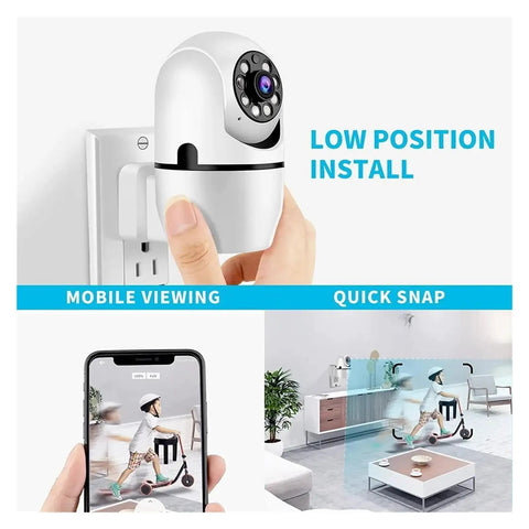 Smooth Running 1080P HD WiFi IP Camera With Badass Video Quality Dead Simple Plug And Play Setup showcased in low position install.
