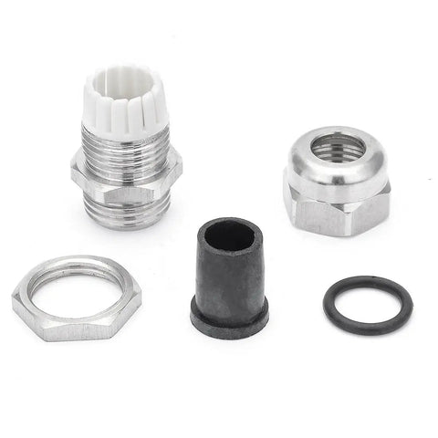 Beefy Industrial Grade Stainless Steel Waterproof Cable Gland PG9 For 4 To 8mm Cables components shown disassembled