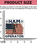 3x3 inch Ham Operator vinyl sticker featuring American flag design, part of Ten Dope Ham Radio Sticker Pack With Funny Ops Sayings Vinyl Weatherproof Decals For Laptops Water Bottles Notebooks And Gear For Ham Enthusiasts Amateur Radio Club Members Keepsake.