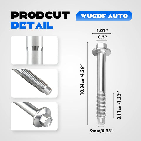 Wheel Hub Bearing Mounting Bolts For Jeep Grand Cherokee 2000 2010 And Jeep Cherokee 1984 2001 Replacement Hardware in silver tone metal with dimensions