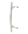 Chrome Diecast Patio Door Handle Pull For Sliding Doors With 6 5 8 Inch Hole Centers, ergonomic and durable aluminum construction, side view.