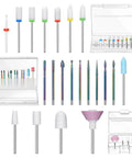 24 Piece Nail Drill Bit Set for Acrylic Gel Nails Pro Grade Kit with ceramic and diamond carbide bits in dust-proof boxes