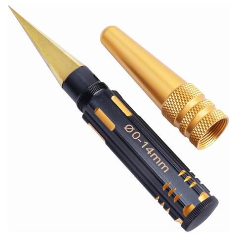 RC Car Body Reamer Kit 0-14mm Hole Puncher With Sleeve, black and gold, slip resistant handle, precise drilling tool
