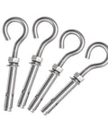 Front view of Expansion Screws Hooks Opening Hole M6 M8 In 316 Stainless Steel Eye Bolt Open Anchor Hook for ceiling fan hanging.