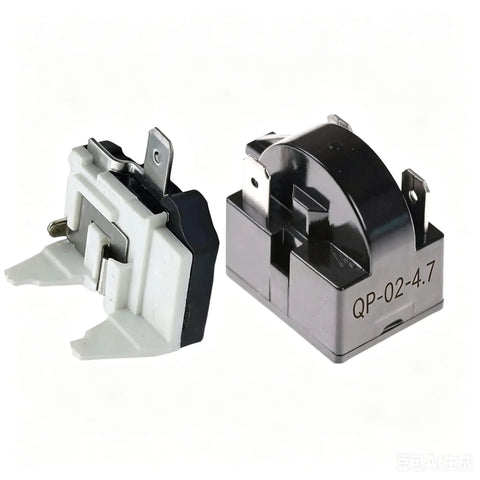 3 Pin 4.7 Ohm Refrigerator Start Relay Kit With Overload Protector For 1/2 HP Compressors, Compatible Only With 4.7 Ohm 3 Pin Relays
