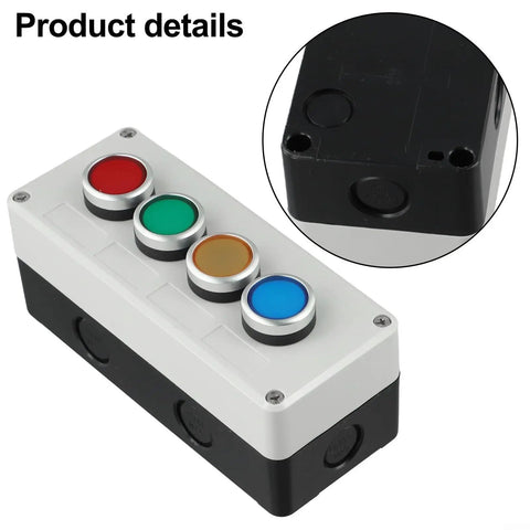 Pro Grade Industrial Push Button Station With Control Box 22mm Momentary Reset Switch Self Resetting 1No 1Nc Start Stop Controller IP65 ABS Panel 10A 440V For Electrical Gear, 4-button ABS enclosure